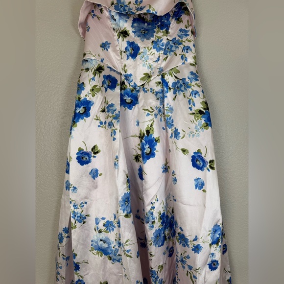 Anthropologie if By Sea Strapless Blue Floral Gown size Medium $129 - Picture 9 of 16